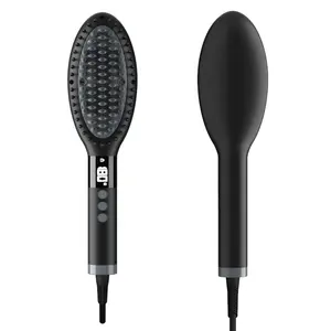 Professional Hot Sell Household Electric Fast Heating Straighten Hair Brush With LCD Display