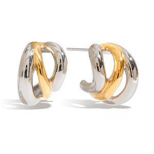 Pendientes de Oreja Geométricos en Forma de C de Acero Inoxidable, Joyería de Moda - Product Image 1