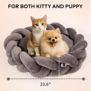 ที่นอนสัตว์เลี้ยงแบบถักมือสไตล์ใหม่ นุ่มสบาย ถอดซักเครื่องได้ สำหรับสุนัขและแมว ขายส่ง - Product Image 3