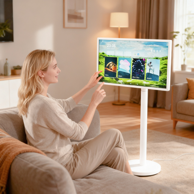 24 32 Inch Moveable Android Smart Screen Built-in Battery LED 12V IPS FHD Floor Standing Portable Monitor Wireless Standbyme TV