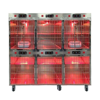 Cage pour animaux de compagnie en acier inoxydable personnalisable avec lumière chaude et affichage de la température pour chats, chiens, usage en clinique vétérinaire