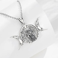 Collier pendentif amulette triple lune déesse Lilith Hécate, bijoux Wiccan mythologiques païens Changda, pour sorcières