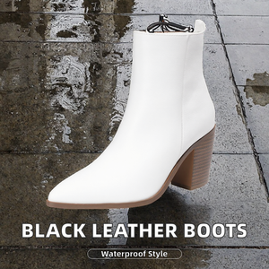 Botines de Moda Negros para Mujer, Elegantes y Formales, con Tacón, de PU Artificial, Suela de Goma Impermeable, con Punta en Pico, para Otoño e Invierno - Product Image 1