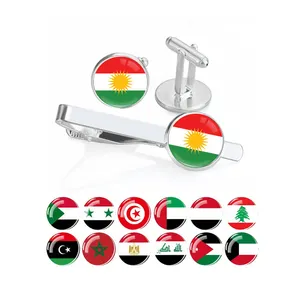 Factory 287 Country Flag Cufflink and Tie Clip Set Custom Design Sleeve Button Cuff Links Mens Cufflinks Tie Clips Set for Men