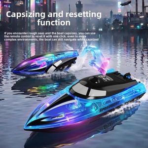 Bateau télécommandé RC pour enfants avec lumières LED, 2,4 GHz, étanche, en résine, pour garçons et filles de 8 à 12 ans - Product Image 4