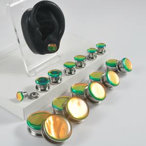 الفولاذ الجراحي الأخضر فلاش فيلم لامع جوهرة مقاييس سد نفق المتوسع أقراط جميلة ثقب الأذن 6-25 - Product Image 1