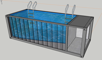 Conteneur de piscine intégré 20GP 14,77m2 Conteneur préfabriqué pour piscine