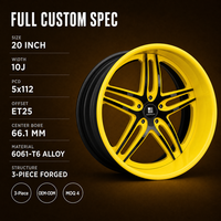 Jantes forgées jaunes 5-Y 3 pièces 20x10 5x112 6061 T6 sur mesure à déport profond pour Mercedes, livraison directe usine OEM, vente chaude