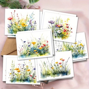 Tarjetas de Felicitación Personalizadas al por Mayor, con Diseño Floral en Acuarela, para Cumpleaños, Familia, Niños, <span class=keywords><strong>Amigos</strong></span>, Impresión Completa - Product Image 6