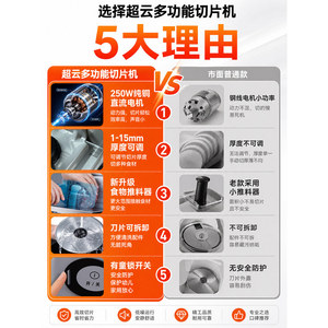 Supercloud Multi Functional Slicer 250W DC Motor Adjustable Thickness Food Pusher Safety Lock Home Kitchen Use - Product Image 1