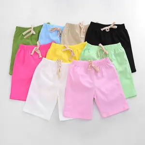 新款时尚100% 棉麻沙滩裤夏季婴儿 & 女童印花纯色短裤