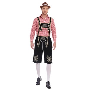 Tenue d'Oktoberfest de Munich pour <span class=keywords><strong>homme</strong></span> - Ensemble chemise à carreaux et short à bretelles - Costume de fête/spectacle - Product Image 1