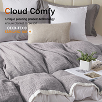 Couverture en mousseline 100 % coton en gros, 150*200 cm, gris clair, douce et confortable, jeté de lit, couverture pour bébé, motif uni rayé