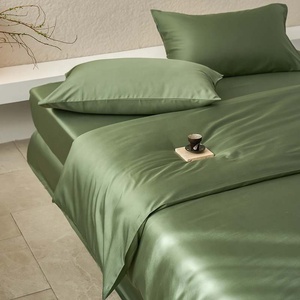 <span class=keywords><strong>Copripiumino</strong></span> <span class=keywords><strong>singolo</strong></span> doppio con rivestimento in lenzuolo/federe di biancheria da letto lisce in stile satinato con pelle liscia e tinta unita Set di biancheria da letto - Product Image 4