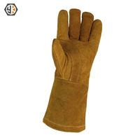 Gants de soudeur professionnels en cuir de vachette EN388 EN407, entièrement doublés, dorés, longs, 16 pouces