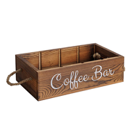 Cesto Organizador de Café em Madeira Rústica para Bancada de Cozinha com Divisórias Removíveis e Suporte para Copos de Papel