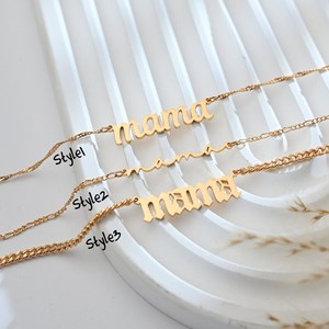 Joyería de moda collar de mamá 18K oro Acero inoxidable personalizar gótico mamá Collar personalizado <span class=keywords><strong>fuente</strong></span> cadena collar regalo de la madre - Product Image 2
