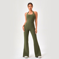 YUTUO OEM ODM Maßgeschneiderter Logo-Sportanzug mit Hoher Dehnbarkeit, Schlaghose, Damen-Yoga-Overall, Einteiliger Ärmelloser Jumpsuit