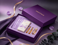 Boîte cadeau rigide mate violette personnalisée avec dorure à chaud, boîte cosmétique de luxe avec couvercle et base en satin pour emballage de produits de soin