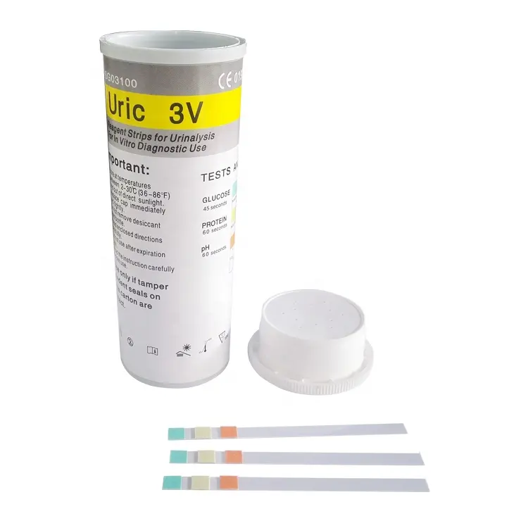 Tiras de teste de reagente urinalysis 3v gp, instrumento clínico médico para teste de glicose e ph proteína