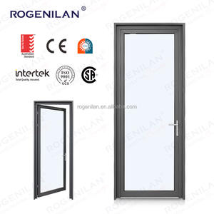 Rogenilan <span class=keywords><strong>Porte</strong></span> <span class=keywords><strong>intérieure</strong></span> isolée sur mesure en verre trempé à double couche Portes à battant simples françaises modernes en aluminium - Product Image 2