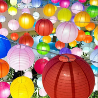 Großhandel Kundenspezifisch Bedruckte Chinesische Bunte Runde Faltbare Papierlaternen zum Muttertag