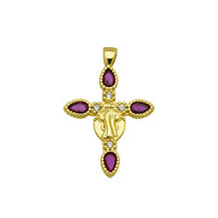 Collier pendentif en laiton plaqué or 18 carats, incrusté de zircons en forme de croix, élégant et subtilement luxueux, pour la vente en gros.