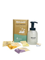 Tablette de recharge de savon liquide moussant de lavage des mains de voyage portable avec bouteille en verre de 250/350ml