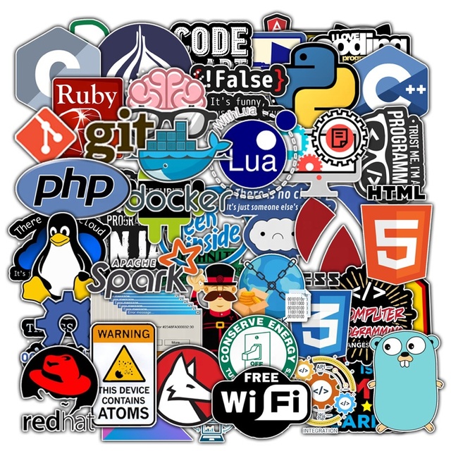 50Pcs Programmer Internet Icon Creative Fashion Sticker Bottle Luggage Laptop Waterproof PVC Graffiti Skateboard Die Cut 3-12CM