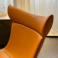 Nordic Five Stars Base Orange Cuir Inclinable Adultes Pivotant Accent Lounge Chaise À Bascule Moderne Avec Ottoman