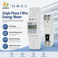Compteur numérique électronique monophasé LCD YEM015SJ, modules 2 pôles, installation sur rail DIN avec affichage des kWh et RS485