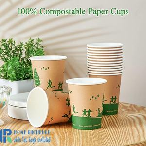 Vasos de Papel Compostables PLA con Logotipo Personalizado, Biodegradables, de 6oz-32oz, Vasos de Pulpa de Madera de Pared Simple para Bebidas Calientes/Frías - Product Image 6