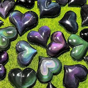 Œuf de pierre précieuse naturelle en obsidienne colorée en forme de cœur, pour la décoration intérieure et la lithothérapie - Product Image 4