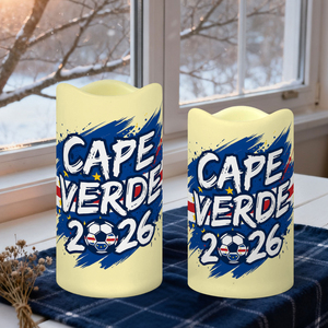 Décoration pour supporters <span class=keywords><strong>de</strong></span> football du <span class=keywords><strong>Cap</strong></span>-<span class=keywords><strong>Vert</strong></span> : Ensemble <span class=keywords><strong>de</strong></span> 3 bougies LED sans flamme personnalisées, à bord festonné, thème 2026, télécommande incluse, pour décorations <span class=keywords><strong>de</strong></span> fête - Product Image 4