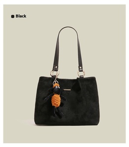 Women's Large Capacity Trendy <b>College</b> Style Zipper Tote Shoulder <b>Bag</b> with Cute Pendant for Autumn Commuting and Year-Round Use - Product Image 1