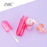 Tube de gloss à lèvres rose transparent de 4 ml, format voyage, avec bouchon en forme de capsule, tube de rouge à lèvres liquide, possibilité de personnaliser la couleur et le logo