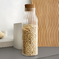 Bocal en verre borosilicate pour aliments, ensemble de bocaux à épices avec couvercle en liège, bocaux de cuisine de haute qualité, bocal de rangement en verre fiable pour la cuisine