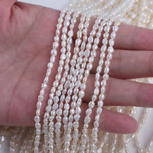 Perlas de Agua Dulce Blancas Barrocas de 3-4 mm al por Mayor, Accesorios de Joyería DIY con Orificio Recto y Perlas Sueltas de Doble Cara - Product Image 5