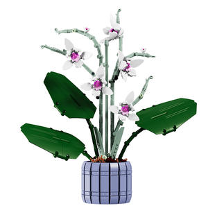 Plástico Lego flor orquídea maceta flor planta modelo Mesa decoración plástico bloques de construcción Juguetes Juegos de bloques de construcción - Product Image 1