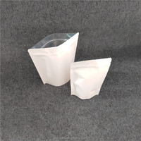 White Kraft Paper Aluminum Foil Laminated Plain Stand up Resealable Ziplock Heat Seal Packet Food Pouch Bag