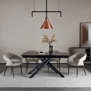 Ensemble <span class=keywords><strong>de</strong></span> <span class=keywords><strong>table</strong></span> à manger rectangulaire rétractable en céramique avec <span class=keywords><strong>pieds</strong></span> en acier au carbone, prix <span class=keywords><strong>de</strong></span> gros - Product Image 4