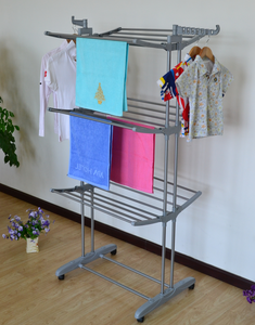 Séchoir à <span class=keywords><strong>linge</strong></span> pliable en acier inoxydable à 4 niveaux avec étagères mobiles, séchoir pour vêtements, porte-vêtements avec 4 roues - Product Image 6