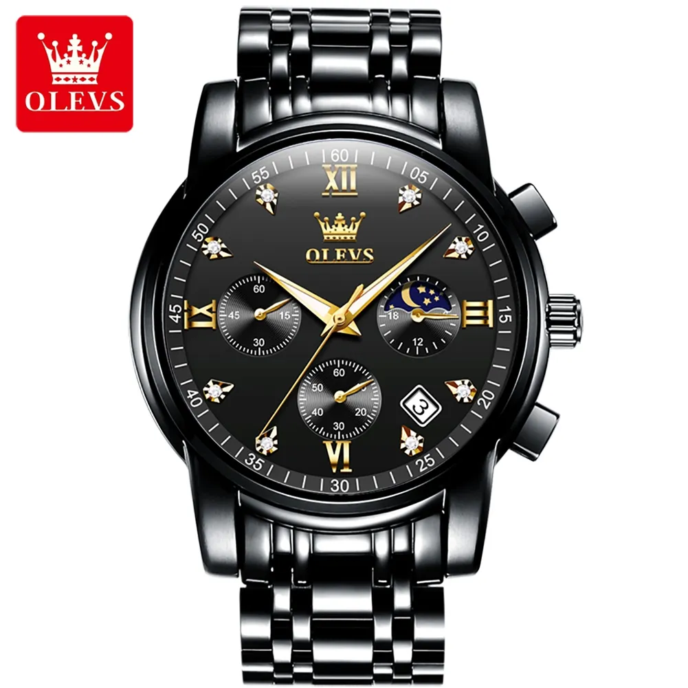 Модные мужские часы OLEVS 2858, аналоговые кварцевые наручные часы, мужские роскошные брендовые часы со стразами и корпусом из сплава, часы 2020, сделано в Китае
