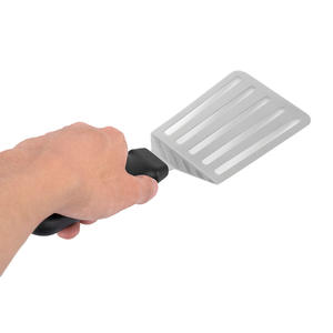 Heetverkopende zwarte keukenhulp, flexibele spatel met sleuven, roestvrij staal, voor vis, eieren, bacon, pannenkoeken - Product Image 5