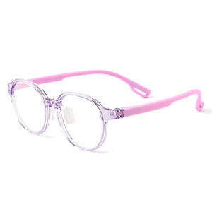 Gafas Redondas para Niños Danyang, Montura Transparente de Silicona Rosa Antideslizante, Lentes Acrílicas de Protección contra la Luz Azul - Product Image 1