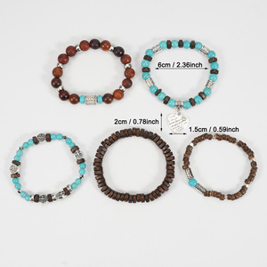 Fashion Jewelry Wood <b>Beaded</b> <b>Bracelets</b> Set Bohemian Style Charm Women's Gift Made In China - Product Image 3