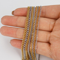 Collar de cadena de eslabones de acero inoxidable chapado en oro de 18K al por mayor, collar de cadena de bordillo cubano para fabricación de joyas DIY