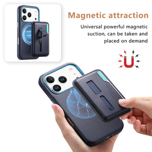 เคสโทรศัพท์หนัง PU ดีไซน์หรู ป้องกันการตก พร้อมสายคล้องข้อมือแบบซ่อน ที่ใส่บัตรแม่เหล็ก สำหรับ <span class=keywords><strong>iPhone</strong></span> Pro Max - Product Image 3