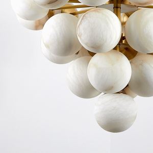 <span class=keywords><strong>Lampadario</strong></span> Moderno in Alabastro con Pendenti a Sfera Naturale Minimalisti, Luci LED per Soggiorno e Sala da Pranzo, Forma Ovale - Product Image 3