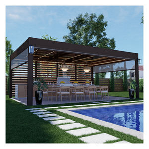 Pérgola de jardín de aluminio automática con diseños de estacionamiento de automóviles 3x4 Materiales de techo baratos Bases de madera tratadas a presión natural - Product Image 2